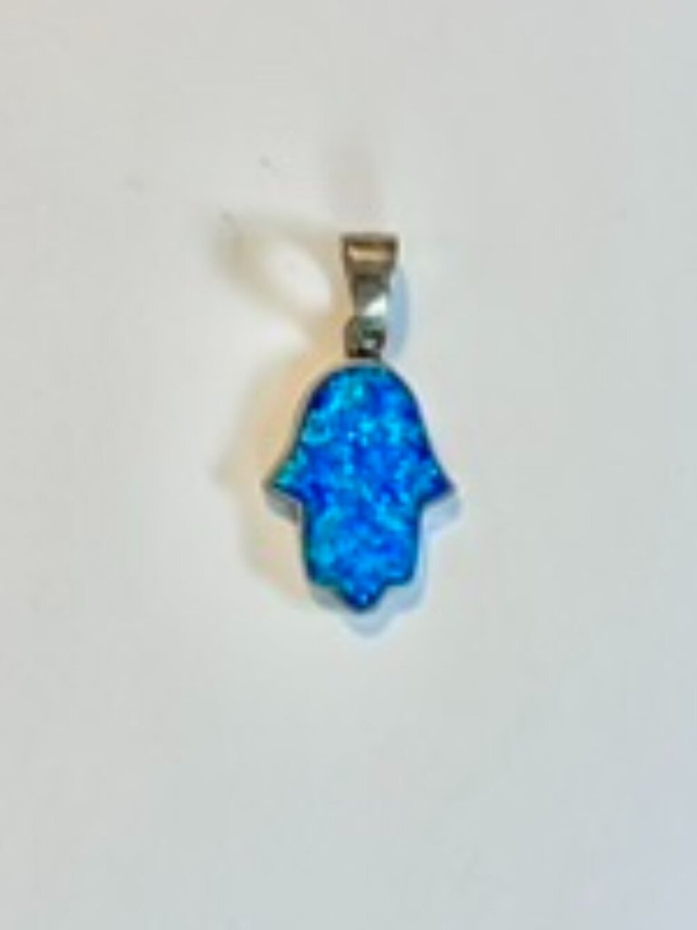 Hamsa Charm - Blue Stone w. Sterling Silver Back